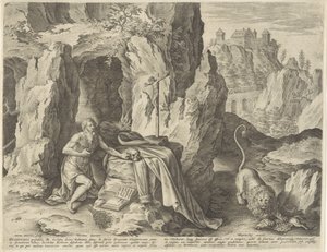 San Jerónimo como penitente en el desierto de Antonie Wierix (II)