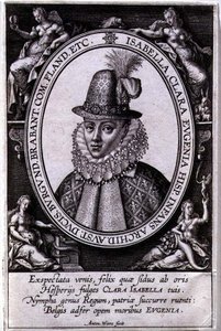 Retrato de Isabel Clara Eugenia de Austria, esposa de Alberto, Archiduque de Austria de Antonie Wierix
