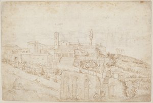 La iglesia de S. Gregorio Magno en la colina Celian (verso) de Antonie van den Wyngaerde