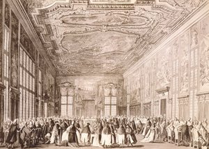 Fiesta ducal, banquete ofrecido por el Dux de Venecia en honor de los representantes de las delegaciones extranjeras de Antonio (after) Canaletto