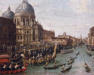 Regata en el Gran Canal de Venecia (detalle) de Antonio (school of) Canaletto
