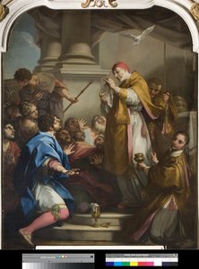 San Gregorio mostrando el corporal manchado de sangre de Antonio Balestra