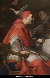 San Gregorio dando la bienvenida a Jesús el peregrino (detalle)
