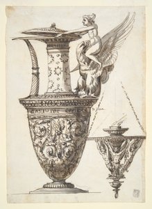 Diseño para una jarra y un candelabro elaborados de Antonio Basoli