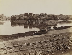 Philae, vista de la orilla este del Nilo, noroeste de Antonio Beato