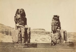 Los Colosos de Memnón, Tebas, c. 1860s de Antonio Beato