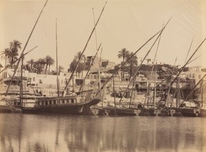 Vista de Asuán - A lo largo del Nilo, c. 1870s - 1880s de Antonio Beato