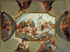 Reverencia al Elector Johann Wilhelm von der Pfalz – Diseño para una pintura de techo para el Castillo de Bensberg