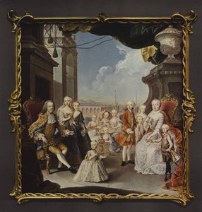 La Emperatriz María Teresa y su familia en la terraza del Palacio de Schönbrunn de Antonio Bencini