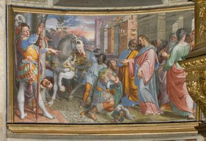 Ábside, Antonio Campi, Encuentro de Jesús con el centurión Cornelio 1582-84 de Antonio Campi