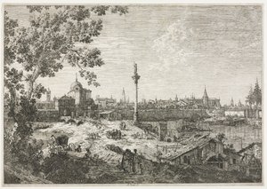 Panorama de una ciudad en un río