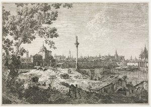 Panorama de una ciudad en un río
