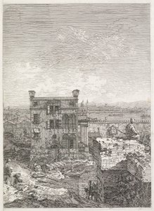 Vistas: Una Casa Rodeada por Seis Columnas de Antonio Canaletto