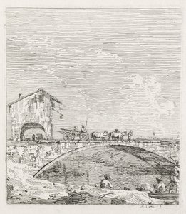 Vistas: Un Carro Pasando sobre un Puente de Antonio Canaletto