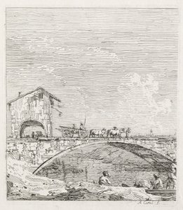 Vistas: Un carro pasando sobre un puente, 1735-1746 de Giovanni Antonio Canal