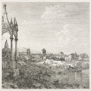 Vistas: El sepulcro de un obispo, 1735-1746 de Giovanni Antonio Canal