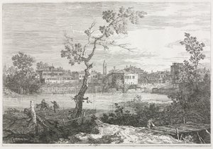 Vistas: Vista de Burano, una ciudad en una isla de la laguna veneciana de Antonio Canaletto