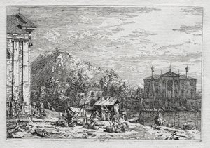 Vistas de Venecia y sus alrededores: Una ciudad más allá de un río, 1700s de Giovanni Antonio Canal
