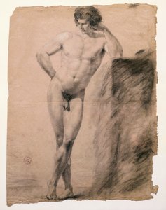 Estudio de desnudo masculino apoyado en un pedestal de Antonio Canova