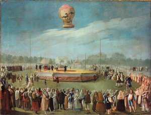 Ascenso de un globo en presencia del rey Carlos IV y de su Corte de Antonio Carnicero