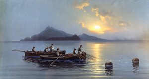 Pescadores en la costa de Capri (óleo sobre lienzo)