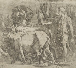 Cadmo arando el campo donde sembró los dientes del dragón, 1540-45 de Antonio Fantuzzi