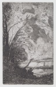 Pescador en la Orilla del Lago de Antonio Fontanesi