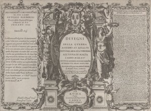 Frontispicio para Dibujos de la guerra, sitio y asalto del ejército turco en la isla..., 1631 de Antonio Francesco Lucini