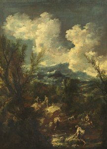 Paisaje con lavanderas, 1711-35 de Antonio Francesco Peruzzini