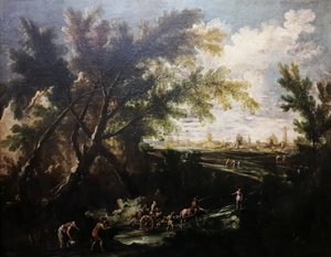 Paisaje con un portador de agua. de Antonio Francesco Peruzzini