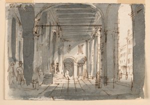 Pórtico en la entrada del teatro en Brescia de Antonio Giuseppe Basoli