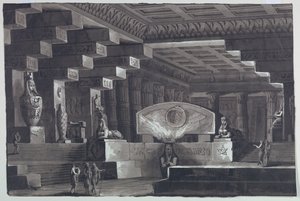 Diseño de escenario, Interior de templo egipcio de Antonio Giuseppe Basoli