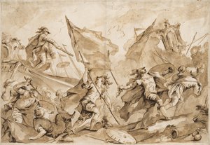 Jacopo Marcello dirigiendo el asalto de Gallipoli de Antonio Guardi