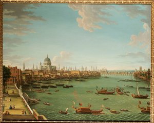 El Támesis desde la terraza de Somerset House, mirando hacia la ciudad, c.1745