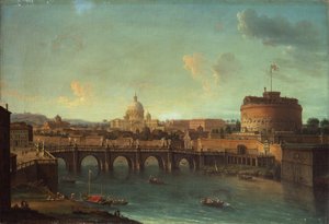 El Tíber, Roma, mirando hacia el Castel Sant