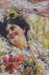Cabeza de mujer y flores