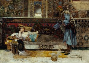 El regalo del sultán - Pintura de Antonio María Fabres y Costa (1854-1936), óleo sobre madera (29x41,5 cm) de Antonio Maria Fabres y Costa