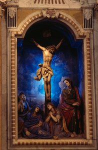 Crucifixión, por Anton Maria Maragliano (1664-1739), capilla del Crucifijo, Santuario de Nuestra Señora de Acquasanta, Acquasanta, Génova, Liguria, Italia de Antonio Maria Maragliano
