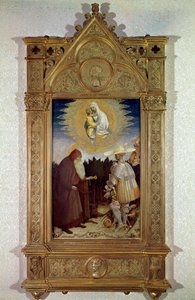 Aparición de la Virgen a San Antonio Abad (San Antonio el Grande (250/251-356) (o San Antonio el Ermitaño) y San Jorge