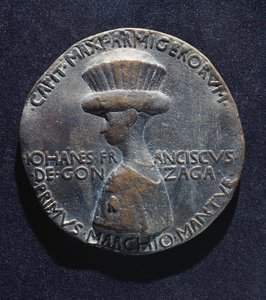 Medalla de bronce de Gianfrancesco Gonzaga (1395-1444), anverso, diseñada por Antonio di Puccio Pisano, conocido como Pisanello (1395-1455 aprox.) de Antonio Pisanello
