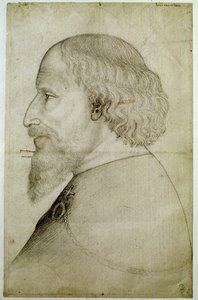 Emperador Segismundo de Luxemburgo (1368-1437), visto en busto, de perfil a la izquierda. Dibujo de Antonio di Puccio Pisano dit Pisanello (antes de 1395-1455). Piedra negra de Antonio Pisanello