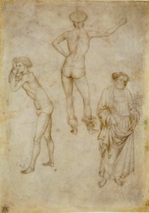 Estudios de dos figuras masculinas y San Pedro. Dibujo de Antonio Pisanello de Antonio Pisanello