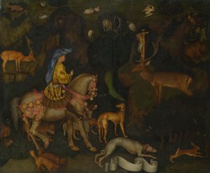 La visión de San Eustaquio, c. 1440 de Antonio Pisanello