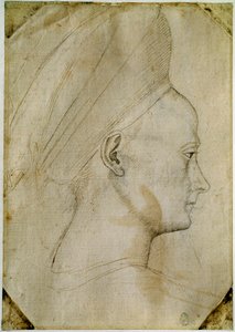 Cabeza de mujer joven, de perfil a la derecha. Dibujo del taller de Antonio di Puccio Pisano, conocido como Pisanello (1395-1455). Tinta marrón, piedra negra, pluma. Louvre, Gabinete de dibujos de Antonio Pisanello