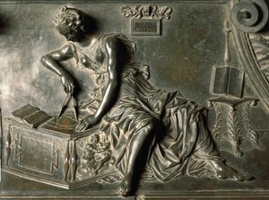 Geometría, detalle de la tumba de Sixto IV por Antonio Pollaiuolo, bronce, Basílica de San Pedro, Ciudad del Vaticano de Antonio Pollaiuolo