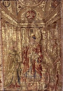 San Juan Bautista acusado por Herodes, tapiz que representa escenas de la vida del santo