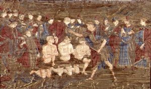El bautismo de los neófitos, tapiz que representa escenas de la vida de San Juan Bautista de Antonio Pollaiuolo