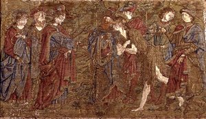 El encuentro entre San Juan Bautista y Cristo, tapiz que representa escenas de la vida del santo de Antonio Pollaiuolo