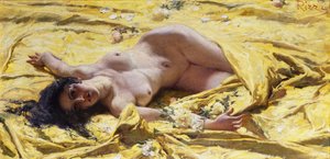Desnudo sobre sábanas amarillas de Antonio Rizzi