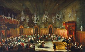 Baile en honor de Anna Maria Luisa de Medici, Electora del Palatinado, ca. 1718-1719 de Antonio Stom